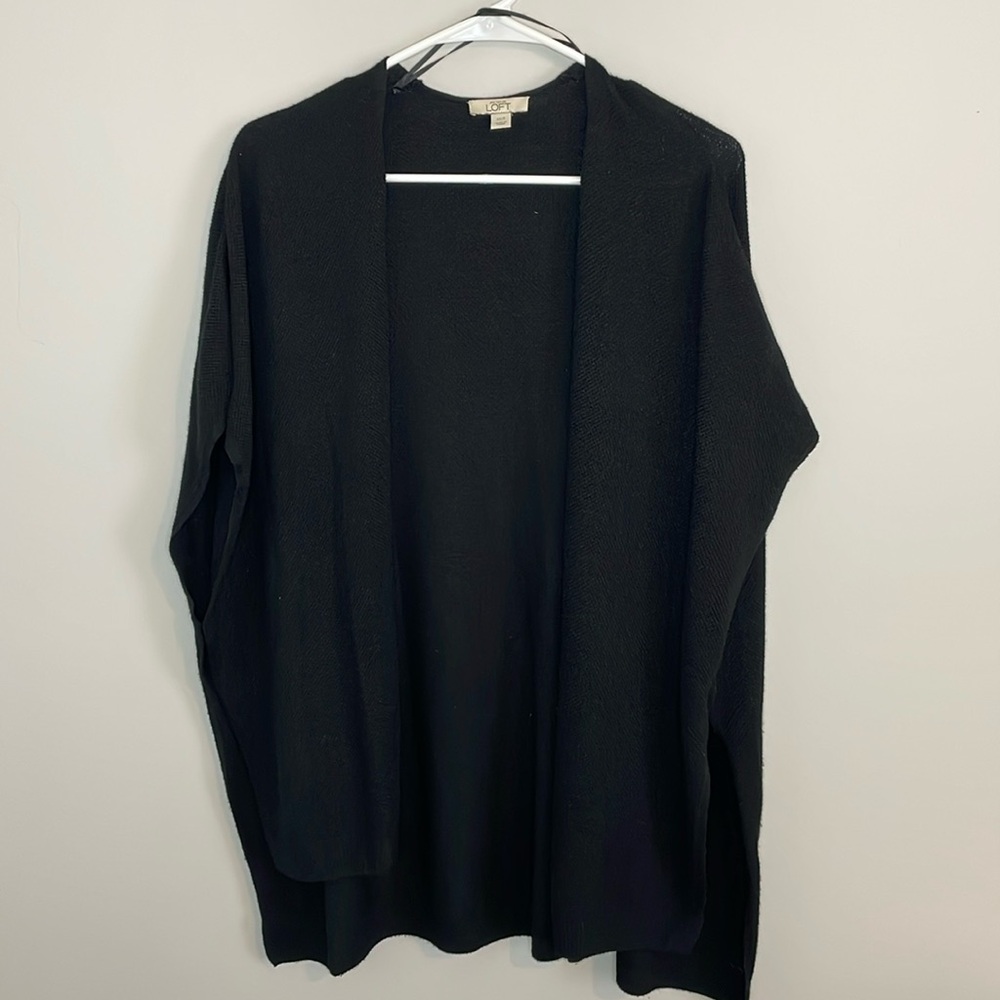 Loft Short Sleeve, Knit, Komodo Style Cardigan - Black